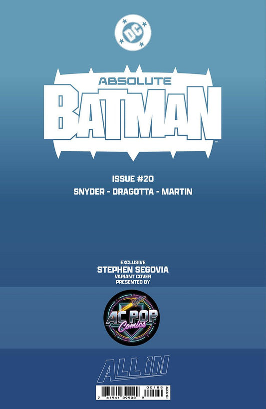 ABSOLUTE BATMAN 20 STEPHEN SEGOVIA EXCLUSIVE VIRGIN VAR (05/13/2026) - DelsBricks Toys & CollectiblesComic BookDelsBricks Toys & CollectiblesUnknown Comic Books