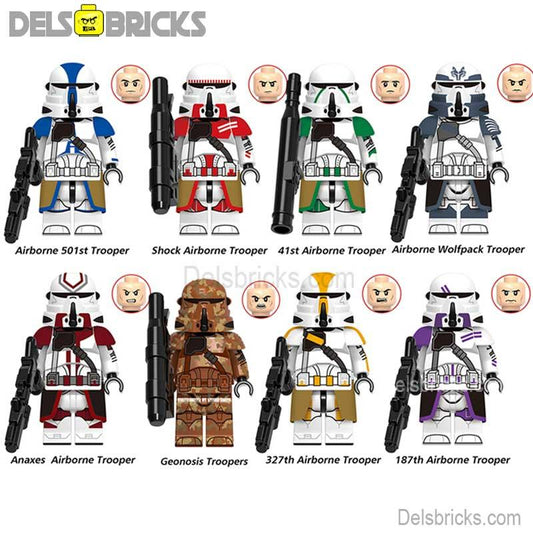 Airborne Clone troopers Set of 8 | Lego Star Wars Minifigures Custom Toys - DelsBricks MinifiguresLego Star Wars MinifiguresDelsBricks MinifiguresDelsbricks.com