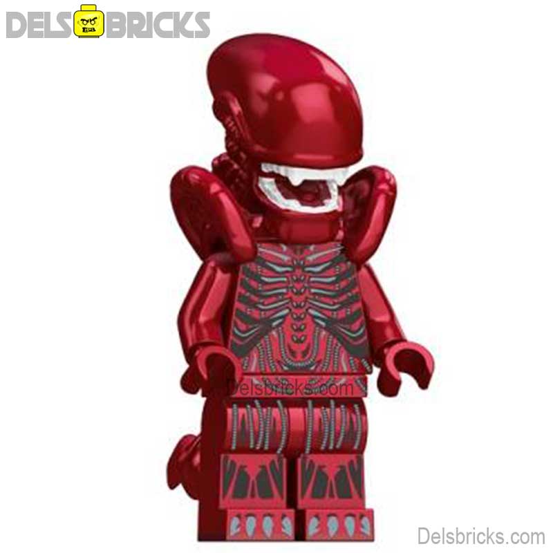 Alien Xenomorph metalic Pink & Red Lego Minifigures custom toys - DelsBricks MinifiguresMinifiguresDelsBricks MinifiguresDelsbricks