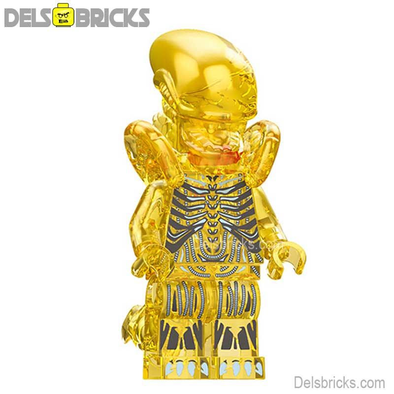Aliens Xenomorph transparent yellow Lego custom Minifigures - DelsBricks MinifiguresMinifiguresDelsBricks MinifiguresDelsbricks