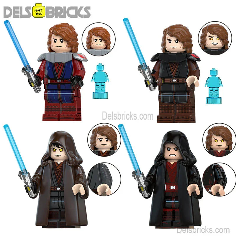 Anakin Skywalker Set of 4 Lego Star Wars Minifigures custom Toys - DelsBricks Minifigures