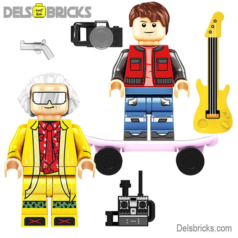 Back to the Future Marty & Doc Brown set of 2 - DelsBricks Minifigures