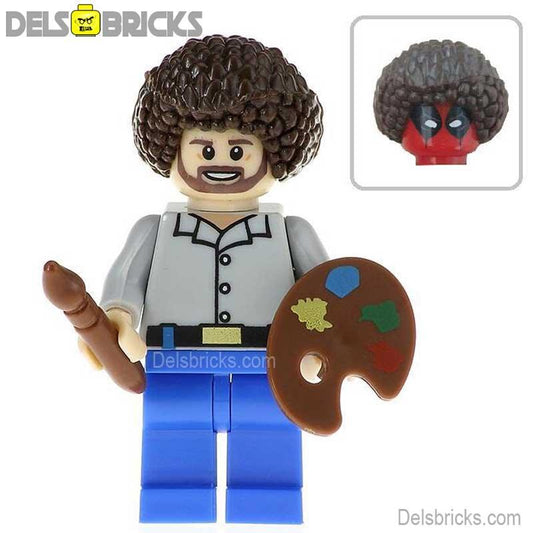Bob Ross painter Lego Minifigures Custom Toys Pop culture icons - DelsBricks MinifiguresMinifiguresDelsBricks MinifiguresDelsbricks