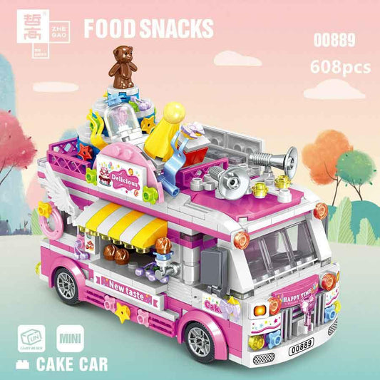 Cake Car Building Block toys Minifigures Food Trucks Fun for All over 500 Pieces - DelsBricks MinifiguresFood Truck Minifigures brick building toysDelsBricks MinifiguresDelsbricks.com