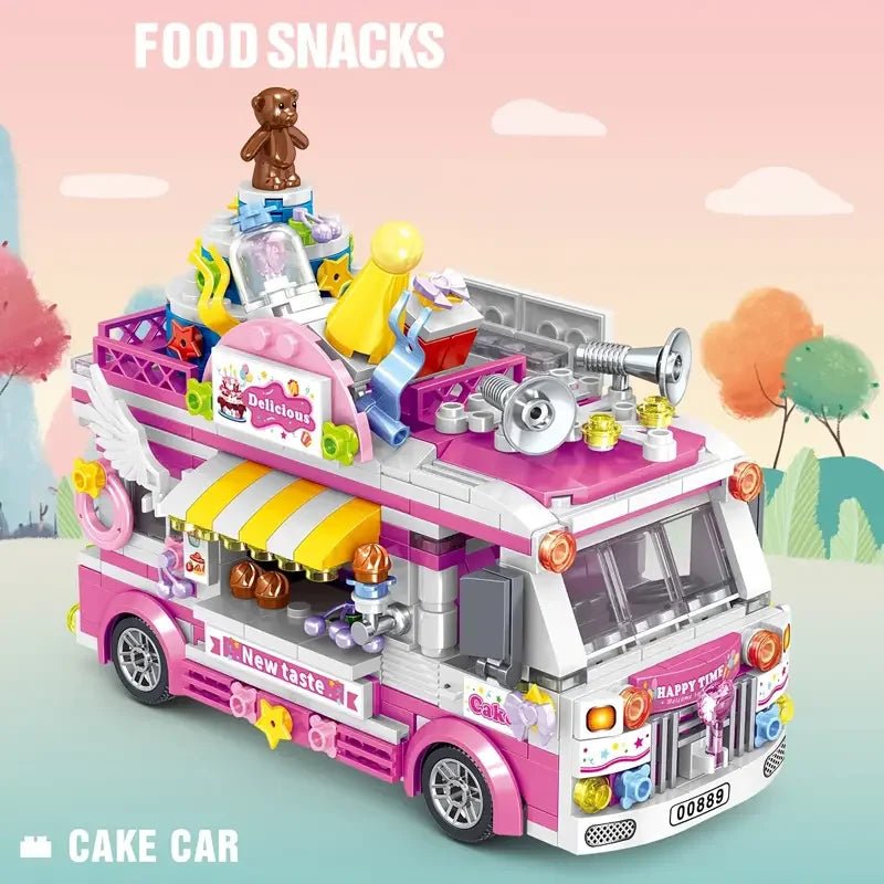 Cake Car Building Block toys Minifigures Food Trucks Fun for All over 500 Pieces - DelsBricks MinifiguresFood Truck Minifigures brick building toysDelsBricks MinifiguresDelsbricks.com