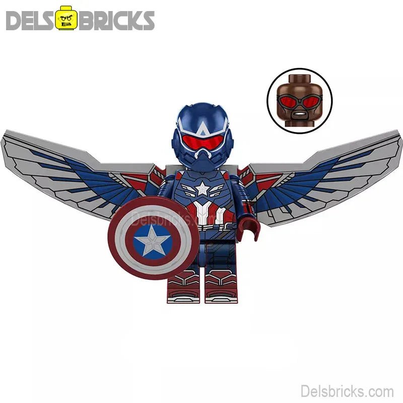 Captain America sam Wilson Avengers Lego Minifigures Custom Toys 2 - DelsBricks MinifiguresMinifiguresDelsBricks MinifiguresDelsbricks