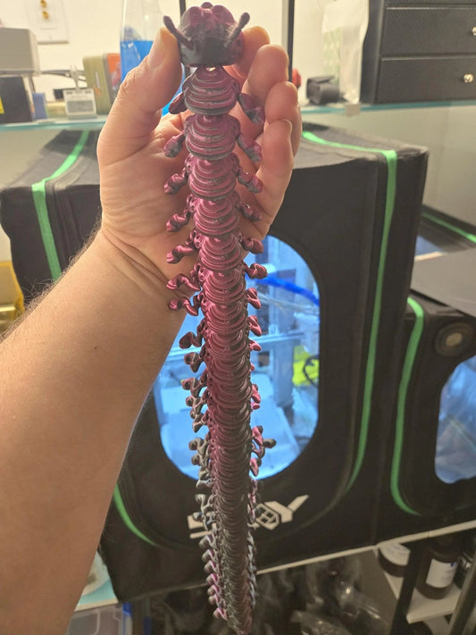 Centi the Centipede, by BendyBuddies 3D Printed, 1 Color PLA, articulated cetipede, fidget, toy, 20 inches - DelsBricks Toys & CollectiblesFDM Articulated ToyDelsBricks Toys & CollectiblesMega Diamonds & Schwartzreiter Mini Forge