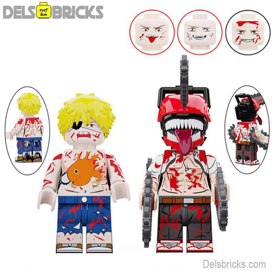 Chainsaw Man Denji set of 2 Lego Anime Minifigures - DelsBricks MinifiguresMinifiguresDelsBricks MinifiguresDelsbricks