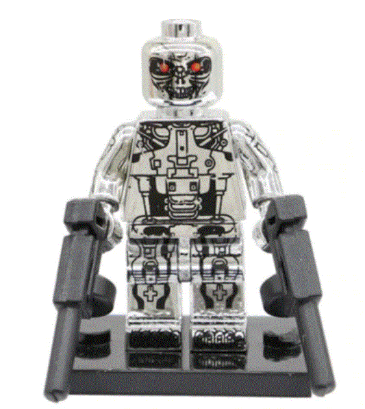 Terminator T-800 Chrome Endoskeleton Lego custom Minifigures - DelsBricks Minifigures