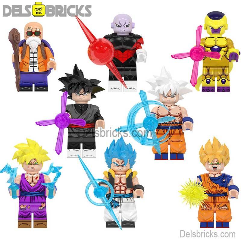 Dragon Ball Z Super set of 8 Lego Minifigures Custom Anime Toys - DelsBricks Minifigures