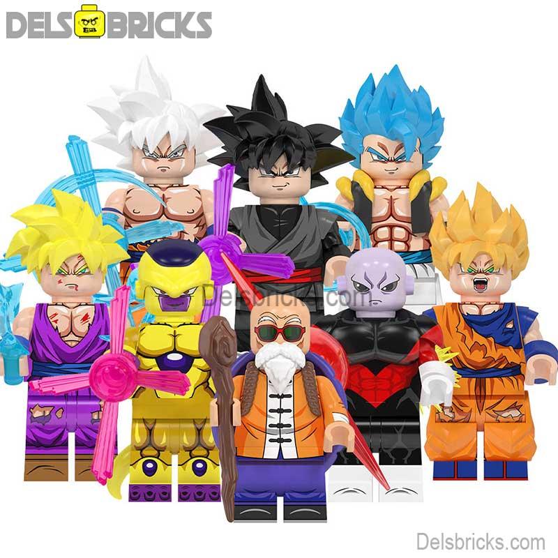 Dragon Ball Z Super set of 8 Lego Minifigures Custom Anime Toys - DelsBricks Minifigures