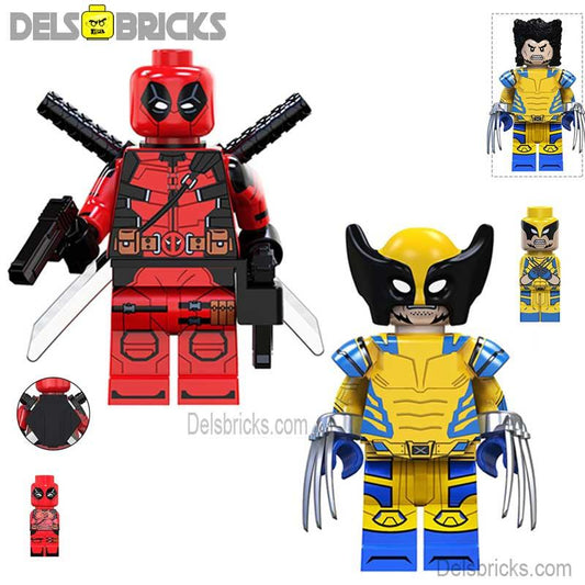Deadpool & Wolverine SET OF 2 Marvel MCU Lego Minifigures Custom Toys - DelsBricks MinifiguresMinifiguresDelsBricks MinifiguresDelsbricks
