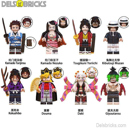Demon Slayer Set of 8 Anime Lego Minifigures Custom Toys S2 - DelsBricks MinifiguresMinifiguresDelsBricks MinifiguresDelsbricks