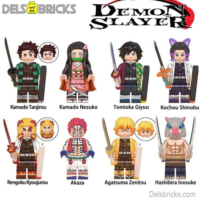 Demon Slayer Set of 8 Anime Lego Minifigures Custom Toys S1 - DelsBricks Minifigures