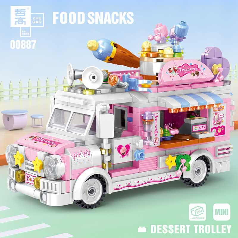Dessert Trolley Building Block toys Minifigures Food Trucks Fun for All over 500 Pieces - DelsBricks MinifiguresFood Truck Minifigures brick building toysDelsBricks MinifiguresDelsbricks.com