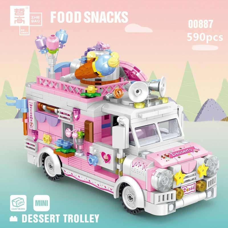 Dessert Trolley Building Block toys Minifigures Food Trucks Fun for All over 500 Pieces - DelsBricks MinifiguresFood Truck Minifigures brick building toysDelsBricks MinifiguresDelsbricks.com