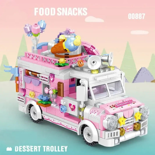 Dessert Trolley Building Block toys Minifigures Food Trucks Fun for All over 500 Pieces - DelsBricks MinifiguresFood Truck Minifigures brick building toysDelsBricks MinifiguresDelsbricks.com