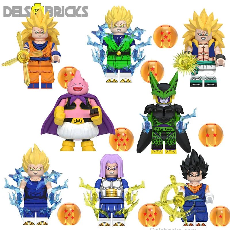Dragon Ball Z Super set of 8 Lego Minifigures Custom Anime Toys 3 - DelsBricks MinifiguresMinifiguresDelsBricks MinifiguresDelsbricks