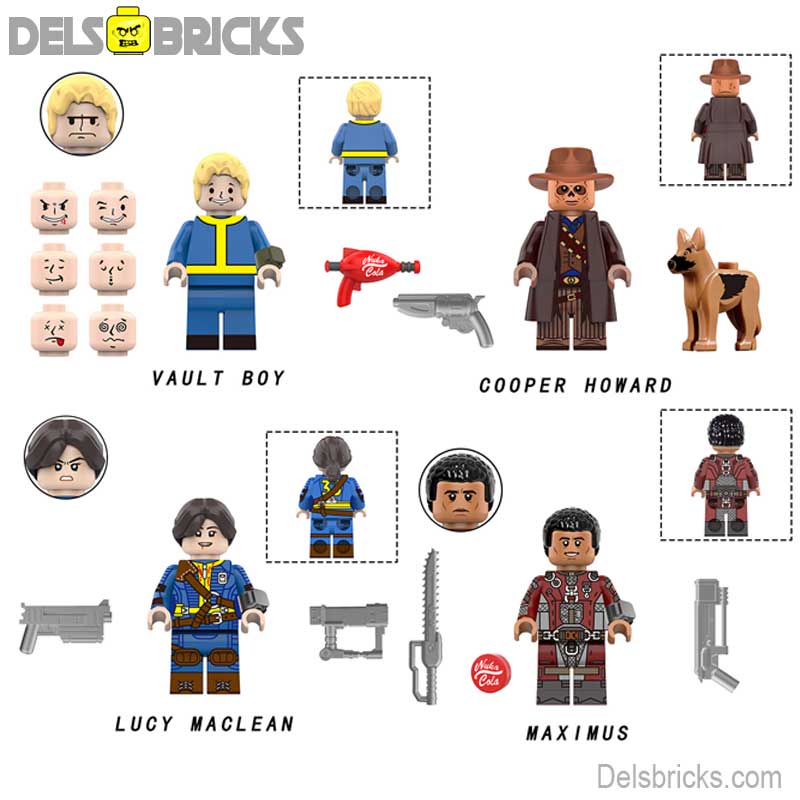 Fallout Set of 4 Vault Boy, Lucy, Cooper & Maximus Lego Minifigures Custom Toys - DelsBricks MinifiguresMinifiguresDelsBricks MinifiguresDelsbricks