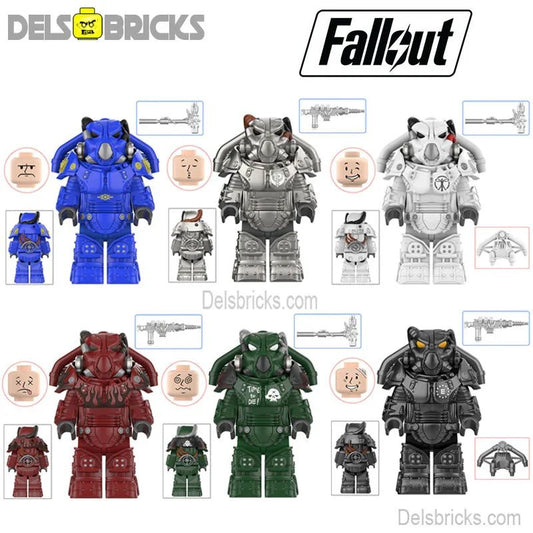 Fallout X - 01 Power Armor Lego Minifigures Custom video Game Toys Set of 6 - DelsBricks MinifiguresMinifiguresDelsBricks MinifiguresDelsbricks