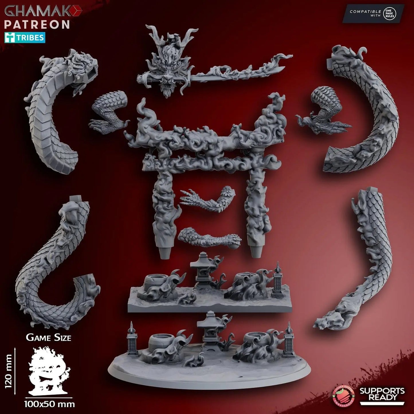 Fire Dragon by Ghamak Heroic 28mm Scale Miniature, 120 - 195mm tall, Dragon, Proxy, Fantasy, Dragon, Display, Chinese Dragon - DelsBricks Toys & CollectiblesResin Printed MiniatureDelsBricks Toys & CollectiblesMega Diamonds & Schwartzreiter Mini Forge