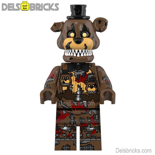 Five Nights At Freddys Nightmare Freddy Lego Minifigures custom toys - DelsBricks MinifiguresLego Horror MinifiguresDelsBricks MinifiguresDelsbricks.com