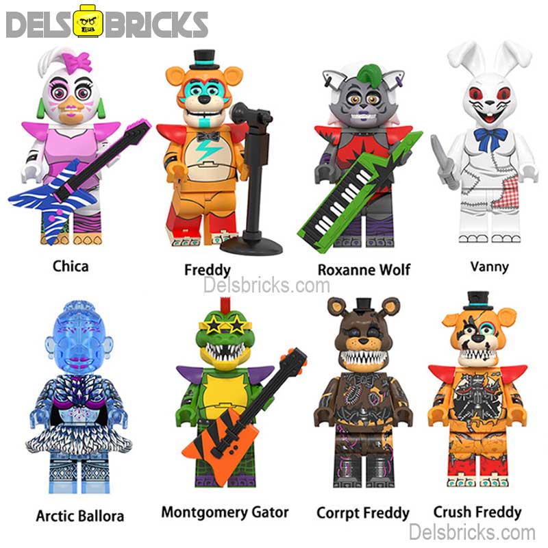 Five Nights At Freddys Set of 8 Lego Minifigures custom toys set5 - DelsBricks MinifiguresLego Horror MinifiguresDelsBricks MinifiguresDelsbricks.com