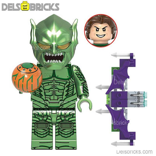 Green Goblin Spider - Man No Way Home Lego Minifigures Custom Toys - DelsBricks MinifiguresSpiderman Lego MinifiguresDelsBricks MinifiguresDelsbricks.com