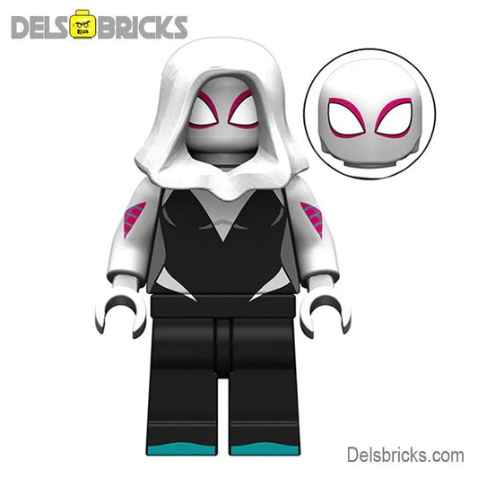 Gwen Stacy Ghost Spider Spider - Man Across the Spider - verse Minifigures - DelsBricks MinifiguresSpiderman Lego MinifiguresDelsBricks MinifiguresDelsbricks.com