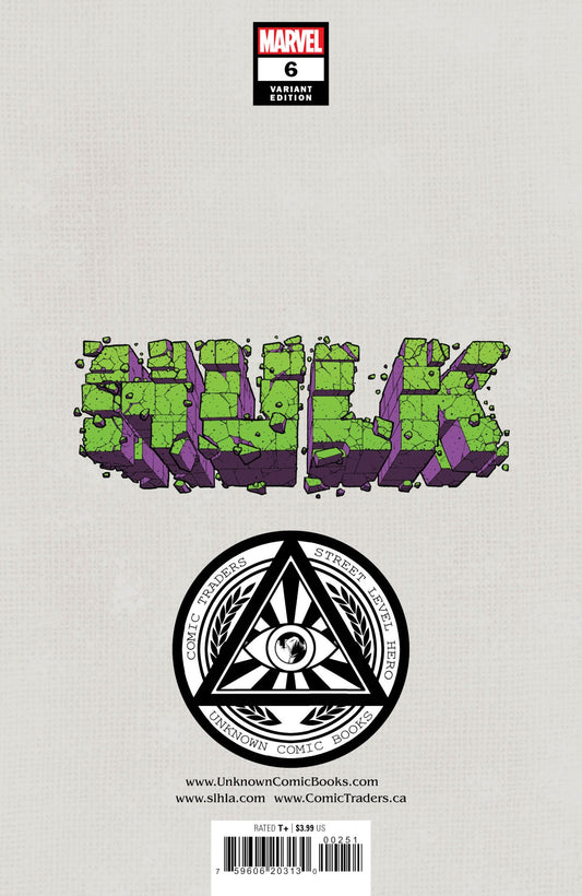 Hulk 6 Unknown Comics Will Sliney Exclusive Var (04/20/2022) - DelsBricks Toys & CollectiblesCOMIC BOOK EXCLUSIVEDelsBricks Toys & CollectiblesUnknown Comic Books