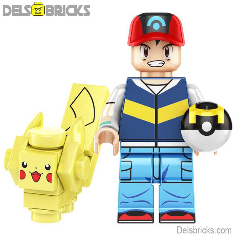 Figura lego compatible Ash Ketchum y pikachu (Pokemon)