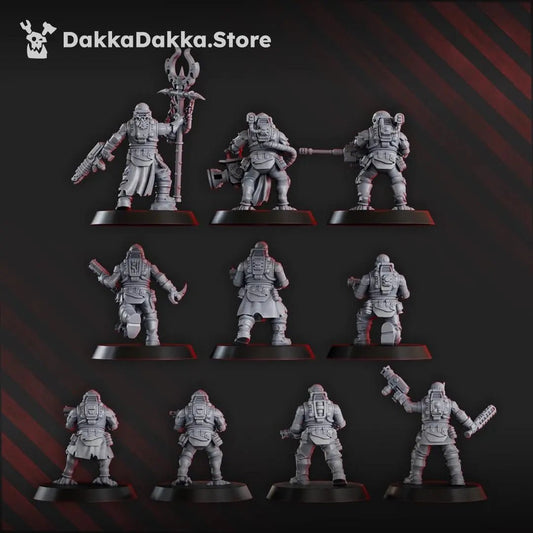 Liquidation Team of Cosmic Harvester by DakkaDakka 28mm Heroic Scale Miniature, 32mm tall, 10 Units, Proxy, Grimdark, Sci - Fi, OPR, Chaos - DelsBricks Toys & CollectiblesResin Printed MiniatureDelsBricks Toys & CollectiblesMega Diamonds & Schwartzreiter Mini Forge