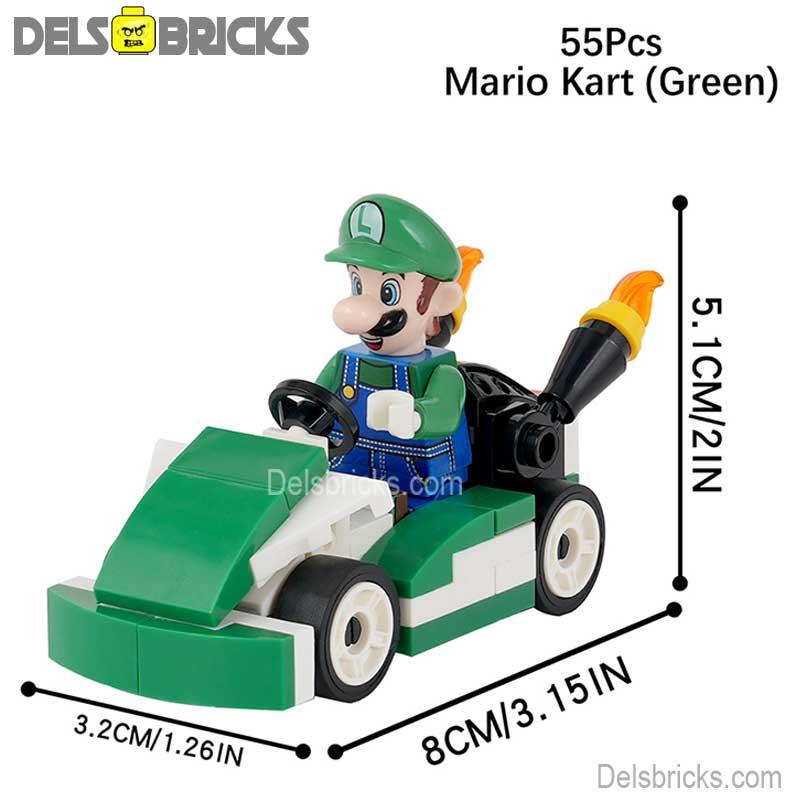 Luigi Kart Brothers Super Mario Lego Minifigures Custom Toys - DelsBricks MinifiguresMinifiguresDelsBricks MinifiguresDelsbricks
