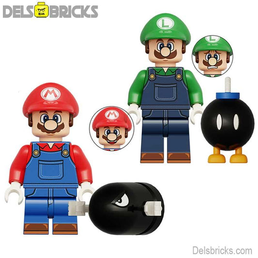Mario Brothers & Luigi of 2 Super Mario Lego Minifigures set - DelsBricks MinifiguresMinifiguresDelsBricks MinifiguresDelsbricks