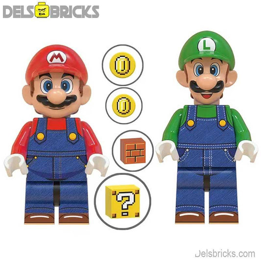 Mario Brothers Movie & Luigi set of 2 Super Mario Lego Minifigures - DelsBricks MinifiguresMinifiguresDelsBricks MinifiguresDelsbricks
