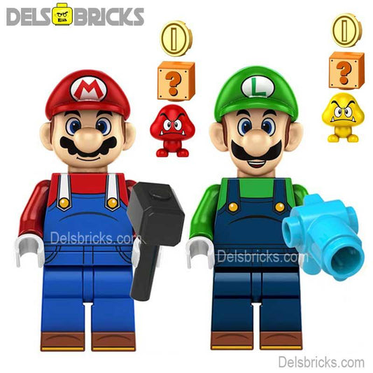 Mario & Luigi Brothers Set of 2 Super Mario Lego Minifigures New1 - DelsBricks MinifiguresMinifiguresDelsBricks MinifiguresDelsbricks