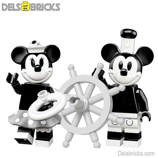 Mickey & Minnie Mouse Disney Minifigures set of 2 (Black & White) - DelsBricks MinifiguresMinifiguresDelsBricks MinifiguresDelsbricks