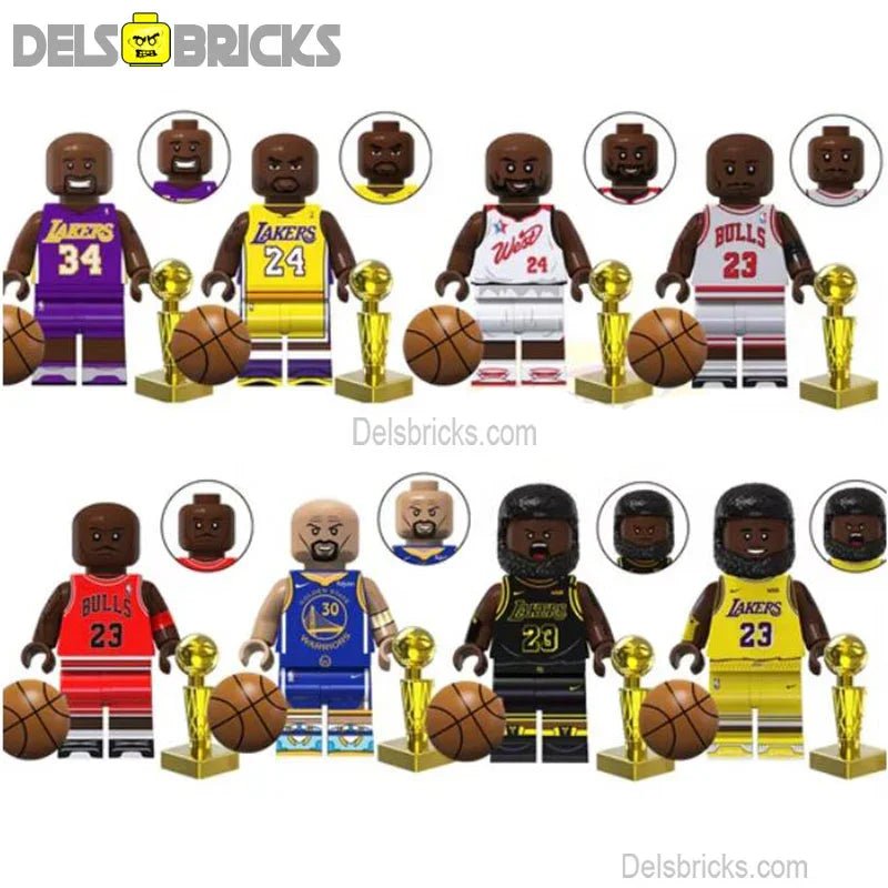NBA set of 8 Basketball Lego Minifigures Custom Toys Sports Icons - DelsBricks MinifiguresMinifiguresDelsBricks MinifiguresDelsbricks