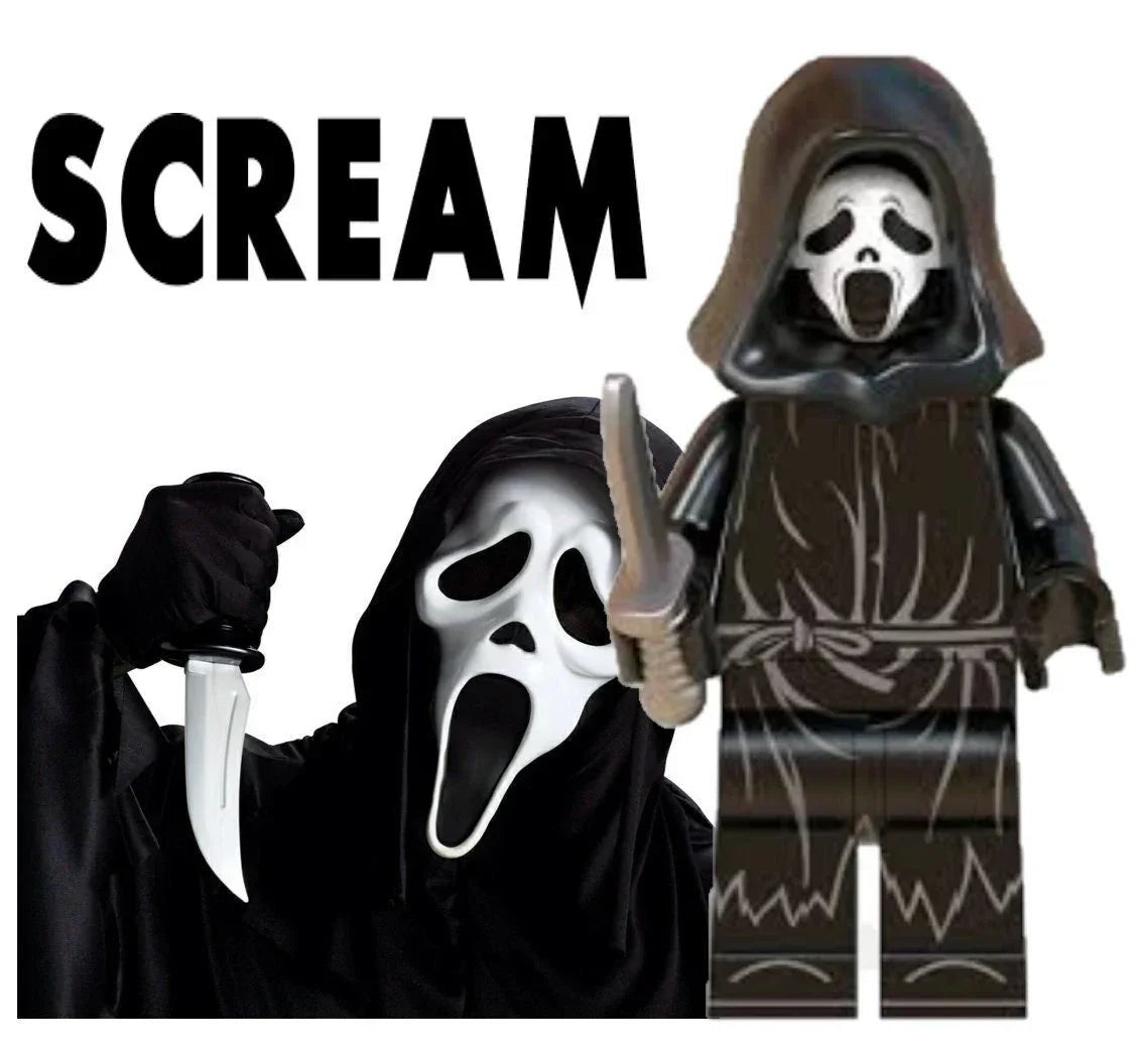 Scream Ghostface Lego Minifigures Custom Horror Toys 1 - DelsBricks MinifiguresLego Horror MinifiguresDelsBricks MinifiguresDelsbricks.com