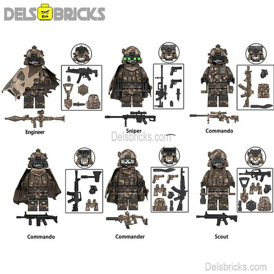 Special Forces Soldiers ghost Recon Set of 6 Lego Minifigures Custom Toys - DelsBricks MinifiguresMinifiguresDelsBricks MinifiguresDelsbricks