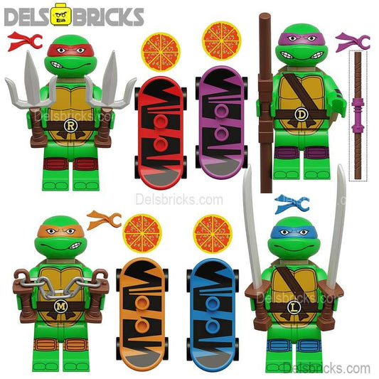 Teenage Mutant Ninja Turtles Mutant Mayhem set of 4 Lego Minifigures Custom Toys 1 - DelsBricks MinifiguresMinifiguresDelsBricks MinifiguresDelsbricks