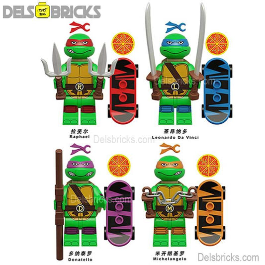 Teenage Mutant Ninja Turtles Mutant Mayhem set of 4 Lego Minifigures Custom Toys 1 - DelsBricks MinifiguresMinifiguresDelsBricks MinifiguresDelsbricks