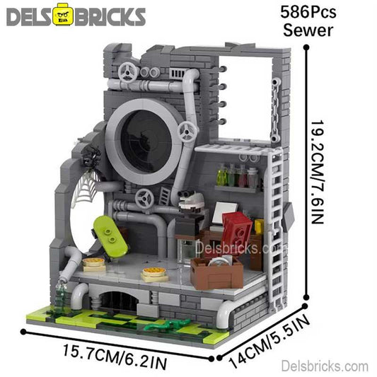 Teenage Mutant Ninja Turtles sewer Lair Lego Minifigures Custom Toys - DelsBricks MinifiguresMinifiguresDelsBricks MinifiguresDelsbricks