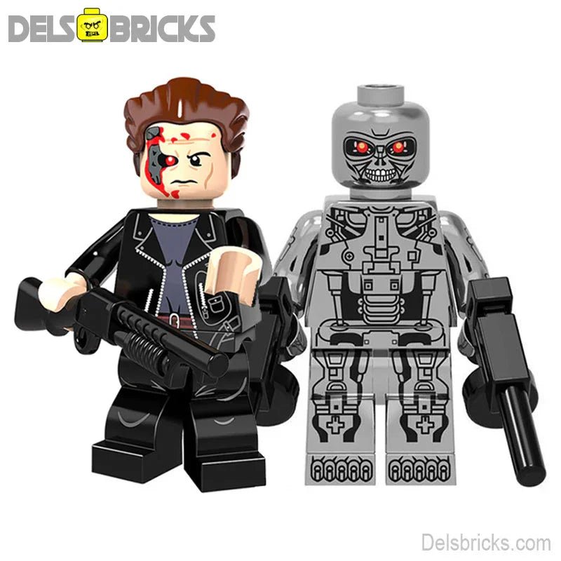 Terminator T - 800 Set of 2 Lego custom Minifigures Custom toys - DelsBricks MinifiguresMinifiguresDelsBricks MinifiguresDelsbricks