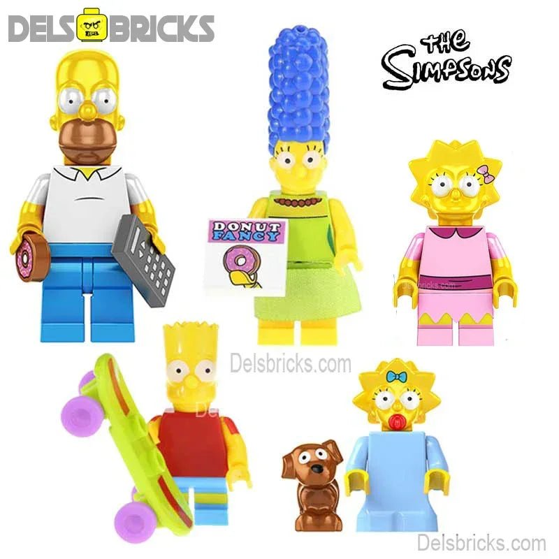 The Simpsons family of Lego Minifigures Custom Toys