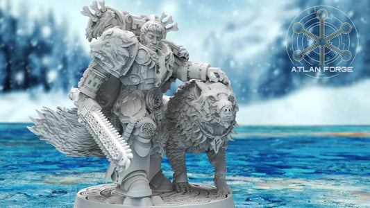 Valen Asgardian Commander by Atlan Forge 28/32mm Scale Miniature, 45mm tall - DelsBricks Toys & CollectiblesResin Printed MiniatureDelsBricks Toys & CollectiblesMega Diamonds & Schwartzreiter Mini Forge