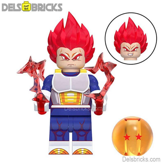 Vegeta Red Hair NEW Dragon Ball Z Lego Minifigures Custom Anime Toys - DelsBricks MinifiguresMinifiguresDelsBricks MinifiguresDelsbricks