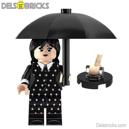 Wednesday in polkadot dress Lego Minifigures Custom Toys - DelsBricks MinifiguresMinifiguresDelsBricks MinifiguresDelsbricks