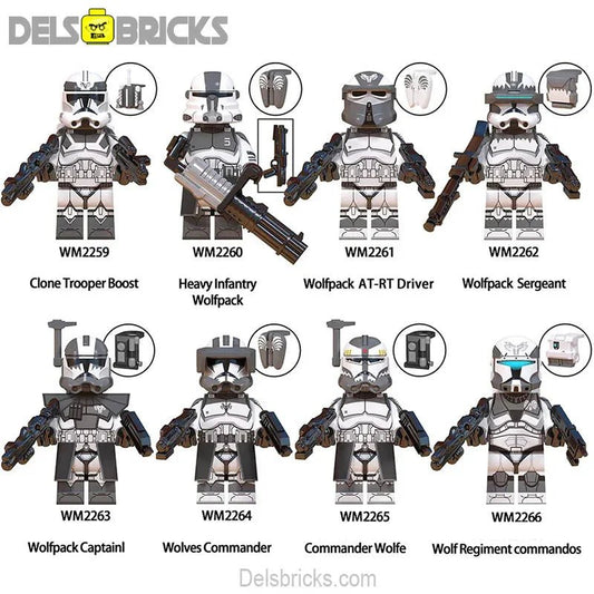 Wolfpack Clone troopers Set of 8 Star Wars Minifigures - DelsBricks MinifiguresLego Star Wars MinifiguresDelsBricks MinifiguresDelsbricks.com