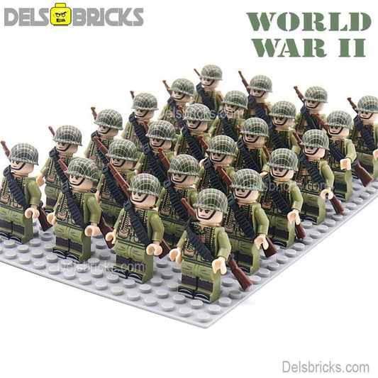 World War 2 American Soldiers set of 24 Lego Minifigures Custom Toys d - 259 - DelsBricks MinifiguresLego MinifiguresDelsBricks MinifiguresDelsbricks.com
